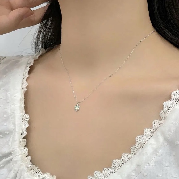 Lab Opal sterling silver necklace - Picture 3 of 6